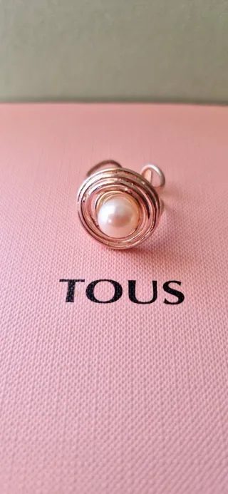 Anillo Tous Perla Plata Ajustable