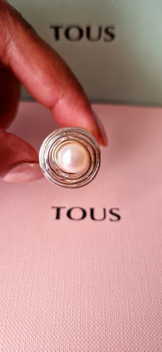 Anillo Tous Perla Plata Ajustable