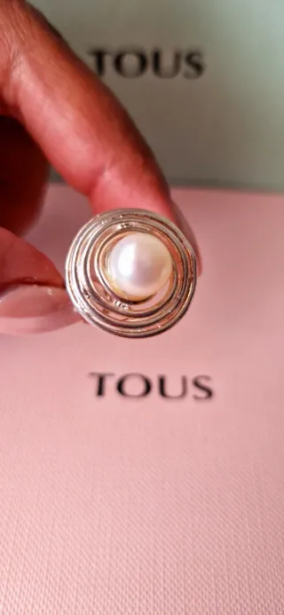 Anillo Tous Perla Plata Ajustable