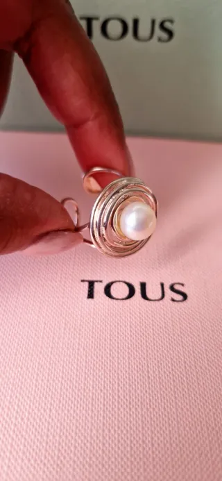 Anillo Tous Perla Plata Ajustable