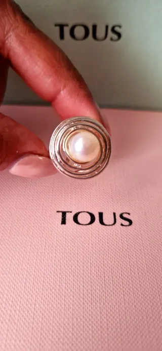 Anillo Tous Perla Plata Ajustable