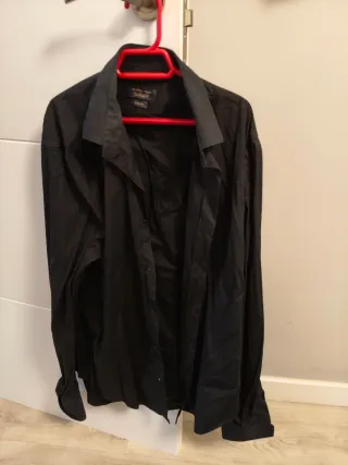 Camisa Zara Negra Hombre Slim Fit
