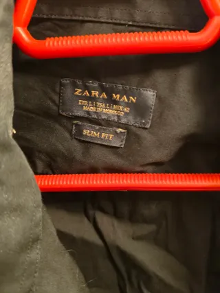 Camisa Zara Negra Hombre Slim Fit
