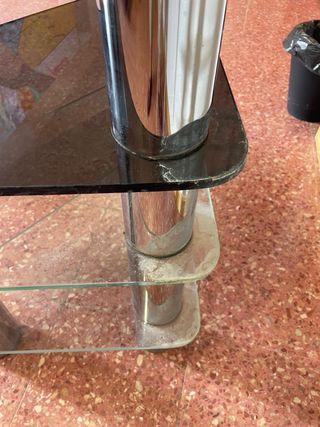 Mesa esquinera vintage cristal y metal