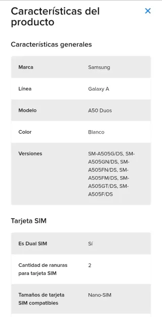 Samsung Galaxy A50 Bianco