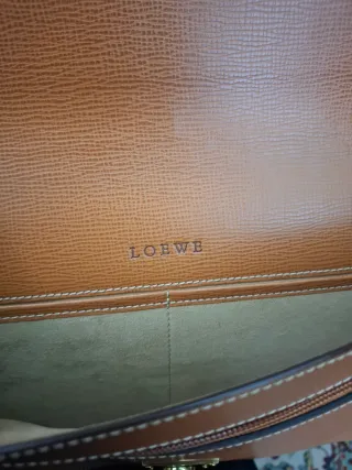 Cartera portafolio Loewe Piel Marrón y Dorado.Medi