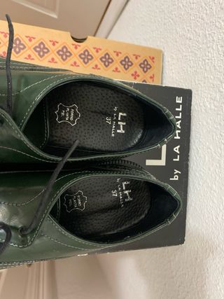 Zapatos piel verde LH by La Halle talla 37