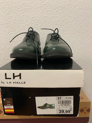 Zapatos piel verde LH by La Halle talla 37