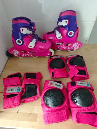 Patines Oxelo Decathlon Talla 3 + Protecciones