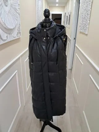 Chaleco largo acolchado mujer negro