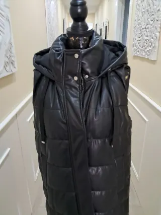 Chaleco largo acolchado mujer negro