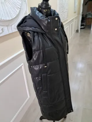 Chaleco largo acolchado mujer negro
