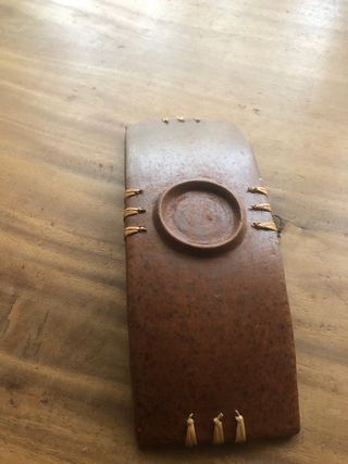 Portaincenso in terracotta decorato artigianale