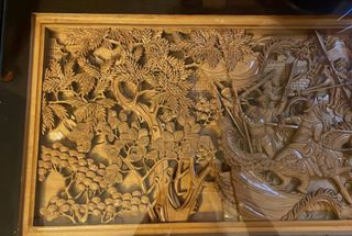 Tavolo giapponese intagliato in legno d'arte