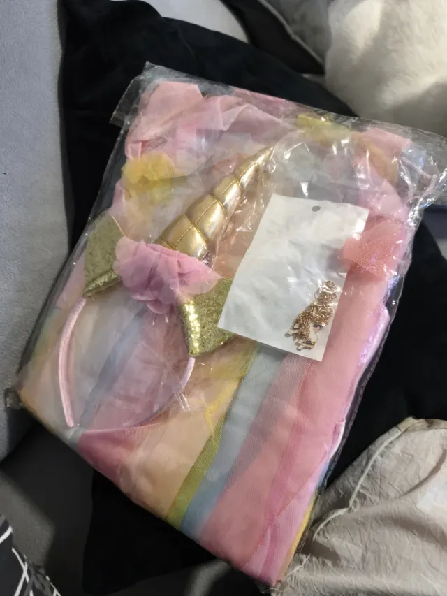 Vestido Princesa Unicórnio Arco-Íris 5/7 Anos