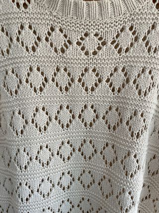 Jersey Mango Blanco Punto Calado Talla S