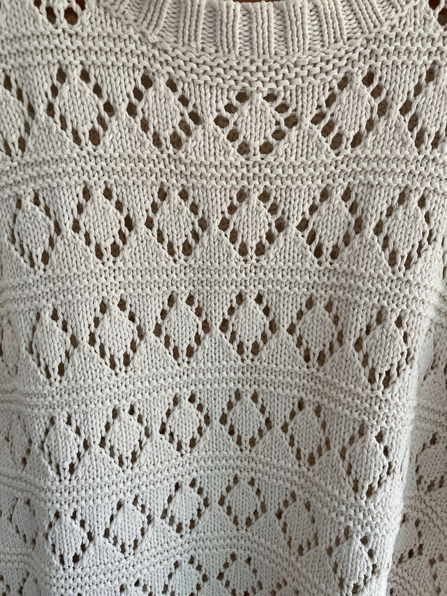 Jersey Mango Blanco Punto Calado Talla S