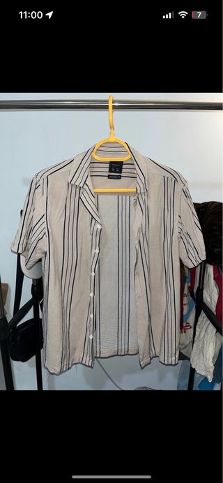 Camisa Joven Rayas Beige y Negro