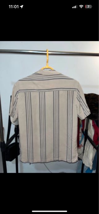 Camisa Joven Rayas Beige y Negro