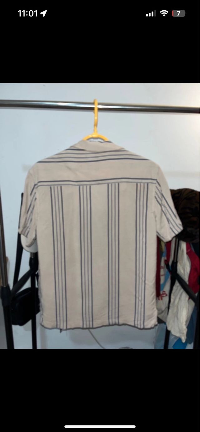 Camisa Joven Rayas Beige y Negro