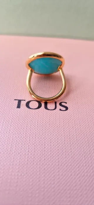 Anillo Tous Vermeil Dorado Piedra Turquesa