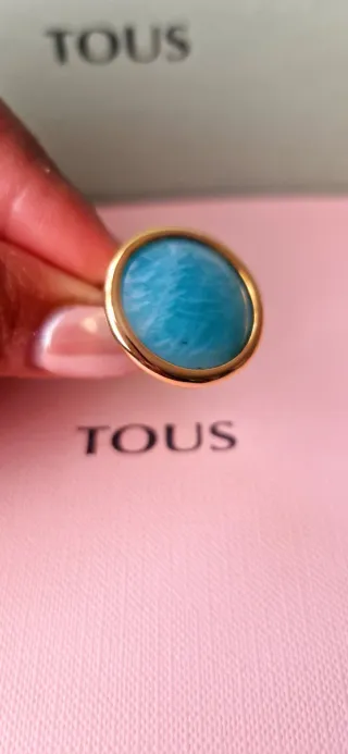 Anillo Tous Vermeil Dorado Piedra Turquesa