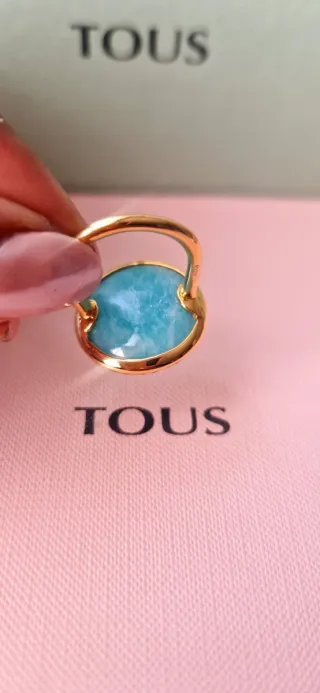 Anillo Tous Vermeil Dorado Piedra Turquesa