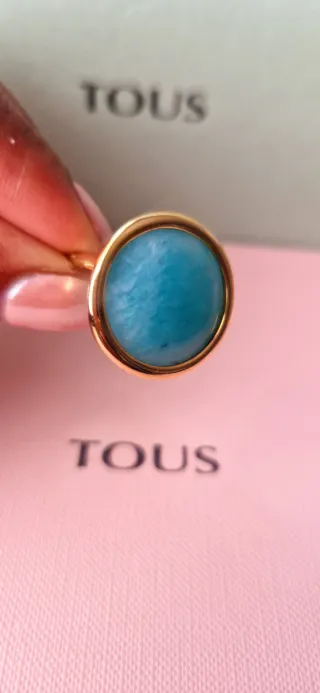 Anillo Tous Vermeil Dorado Piedra Turquesa
