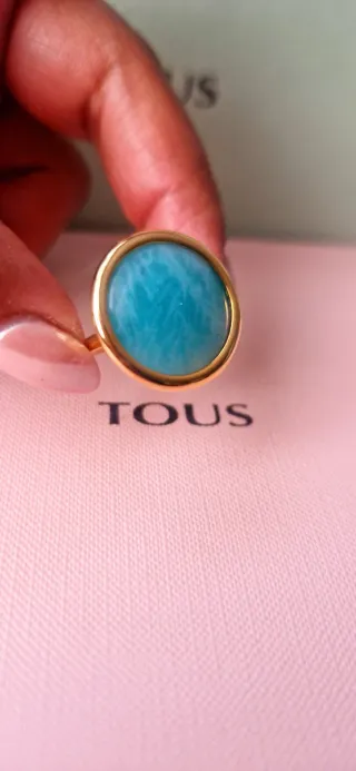 Anillo Tous Vermeil Dorado Piedra Turquesa