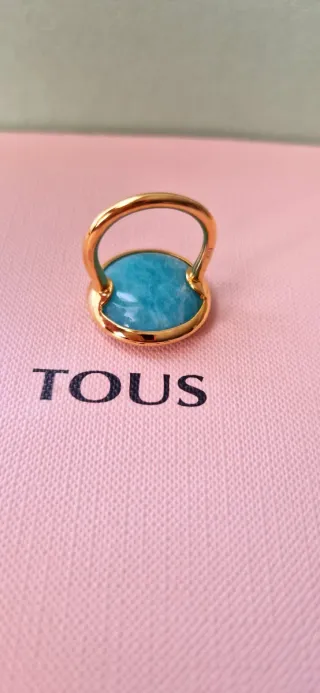 Anillo Tous Vermeil Dorado Piedra Turquesa