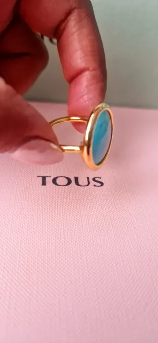 Anillo Tous Vermeil Dorado Piedra Turquesa