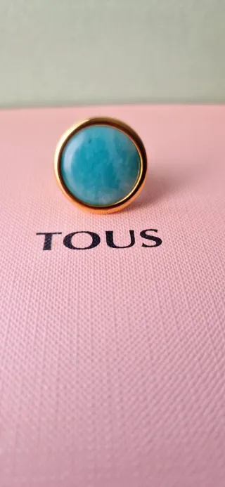 Anillo Tous Vermeil Dorado Piedra Turquesa