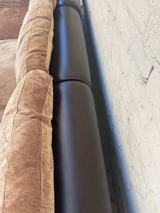 Sofá 3 plazas Negro/Marrón Piel/Terciopelo