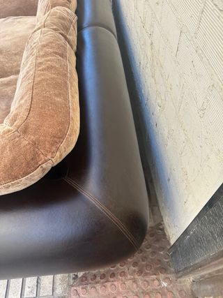 Sofá 3 plazas Negro/Marrón Piel/Terciopelo