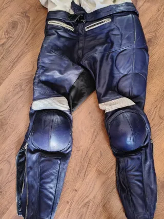 Traje de moto 2 piezas azul y rosa
