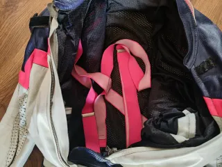 Traje de moto 2 piezas azul y rosa