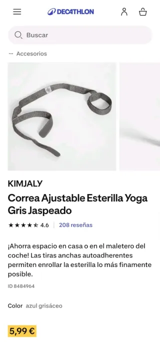 Correa Yoga Ajustable Gris Jaspeado