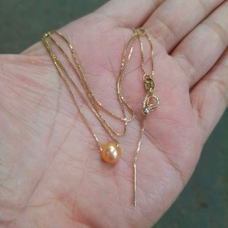 Collar Plata 925 Chapado Oro Perla Naranja