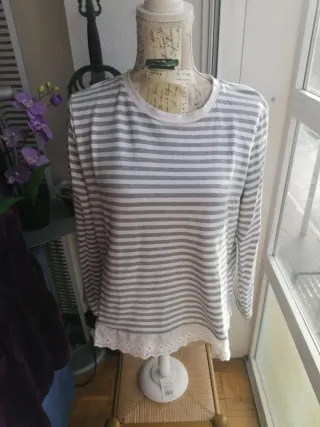 Camiseta Made in Italy Rayas Encaje