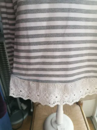 Camiseta Made in Italy Rayas Encaje