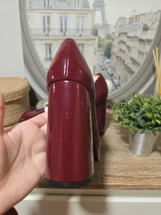 Zapatos tacón burdeos plataforma