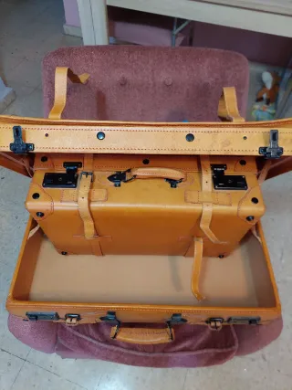 Juego Maletas Vintage Cuero , color Camel