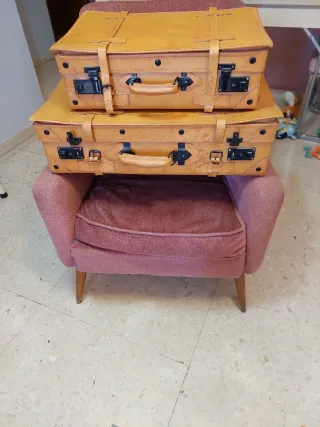 Juego Maletas Vintage Cuero , color Camel