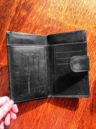 Cartera Piel Duck Negra Vintage Unisex Cuero