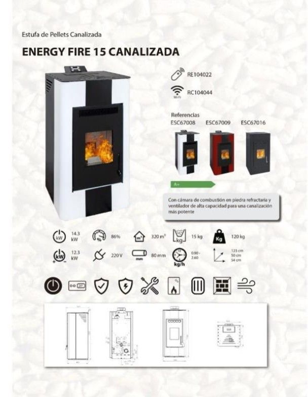 Estufa Pellet FIRE 15 Canalizada MAD2030