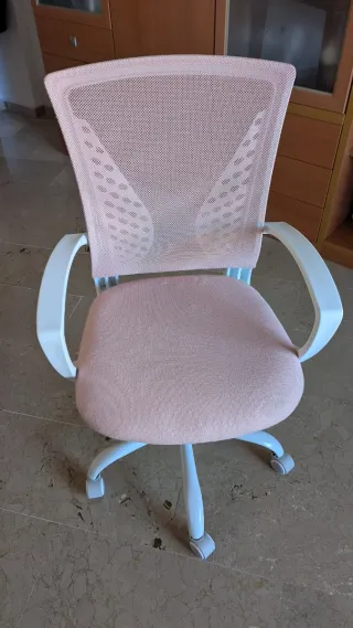 Silla oficina Songmics rosa y blanca