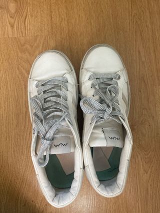 Zapatillas MIM Plataforma Blancas y Plateadas