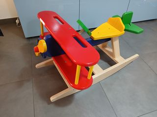 Aereo a Dondolo in Legno Biplano per Bambini