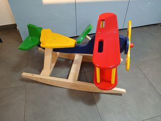 Aereo a Dondolo in Legno Biplano per Bambini