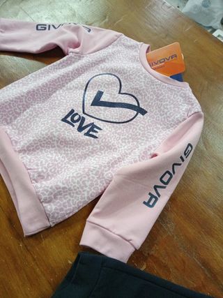 Tuta Givova felpata bimba 30 mesi rosa leopardato